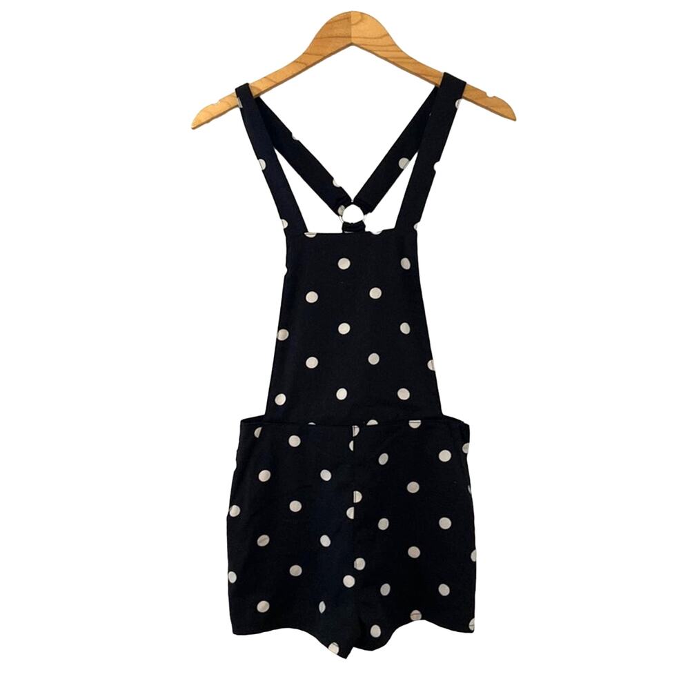 Divided Polka Dot Overalls Shorts Women's Size 6 Black and White Pockets Thin